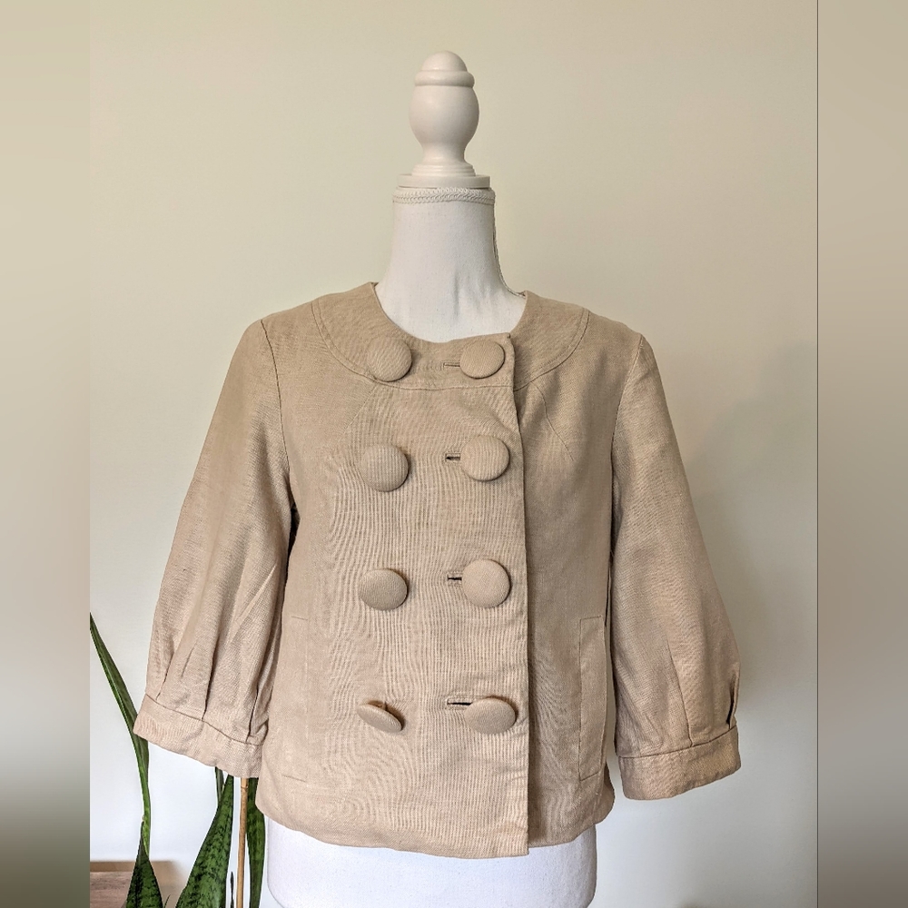 Banana Republic linen blend double breasted crop jacket sz 4
